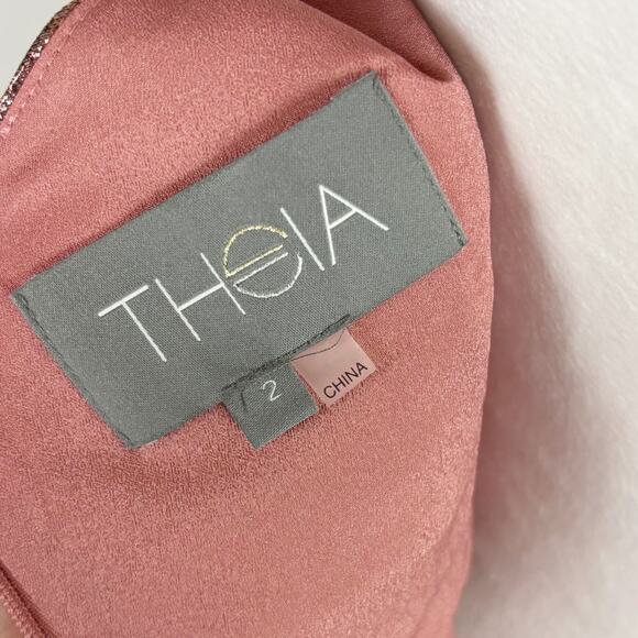 Theia Santana Scoop Neck Gown 2 Pink NEW - Picture 9 of 12